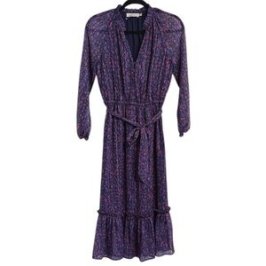 Greylin Blue, Pink, and Silver Patterned Midi Dress